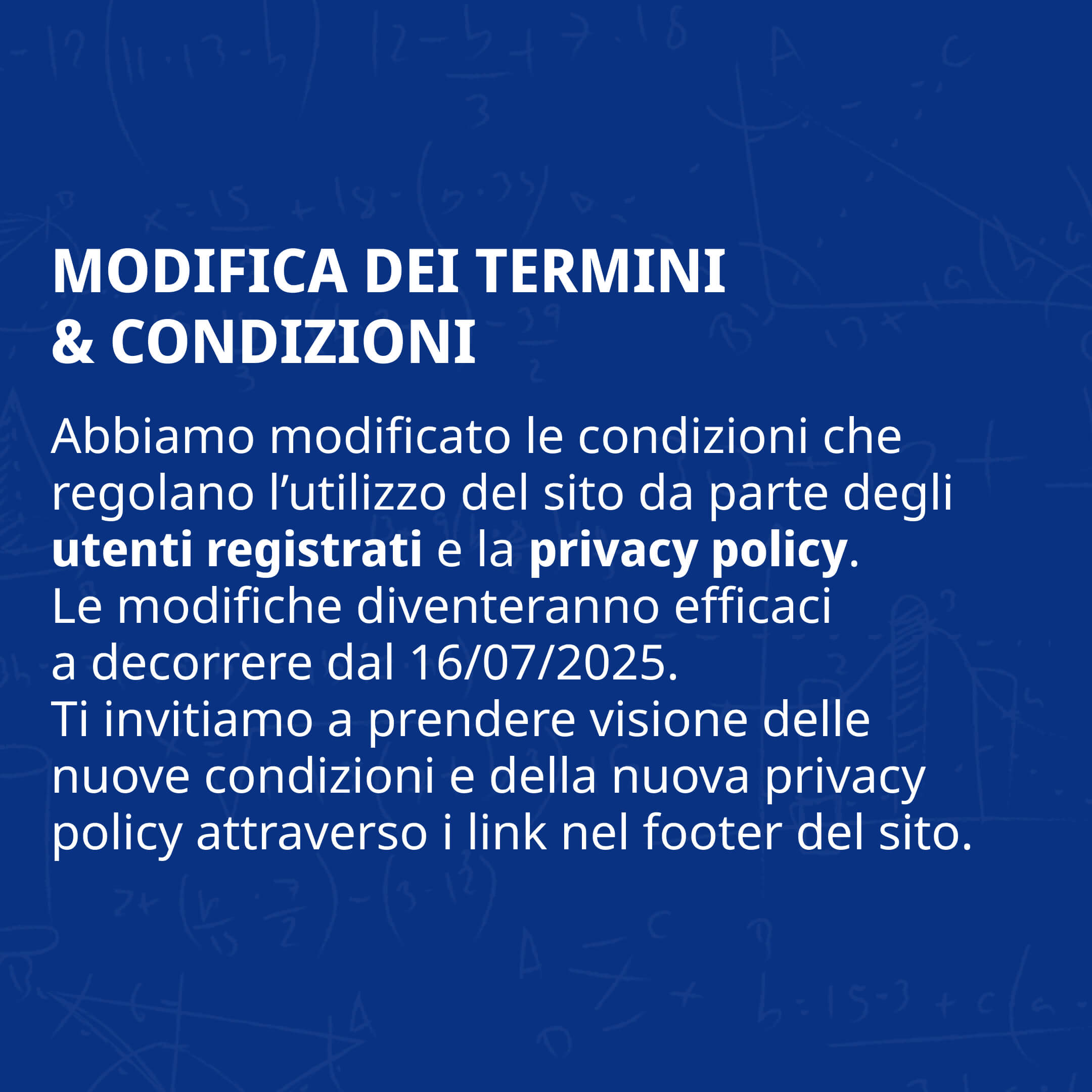 Modifica dei termini & condizioni
